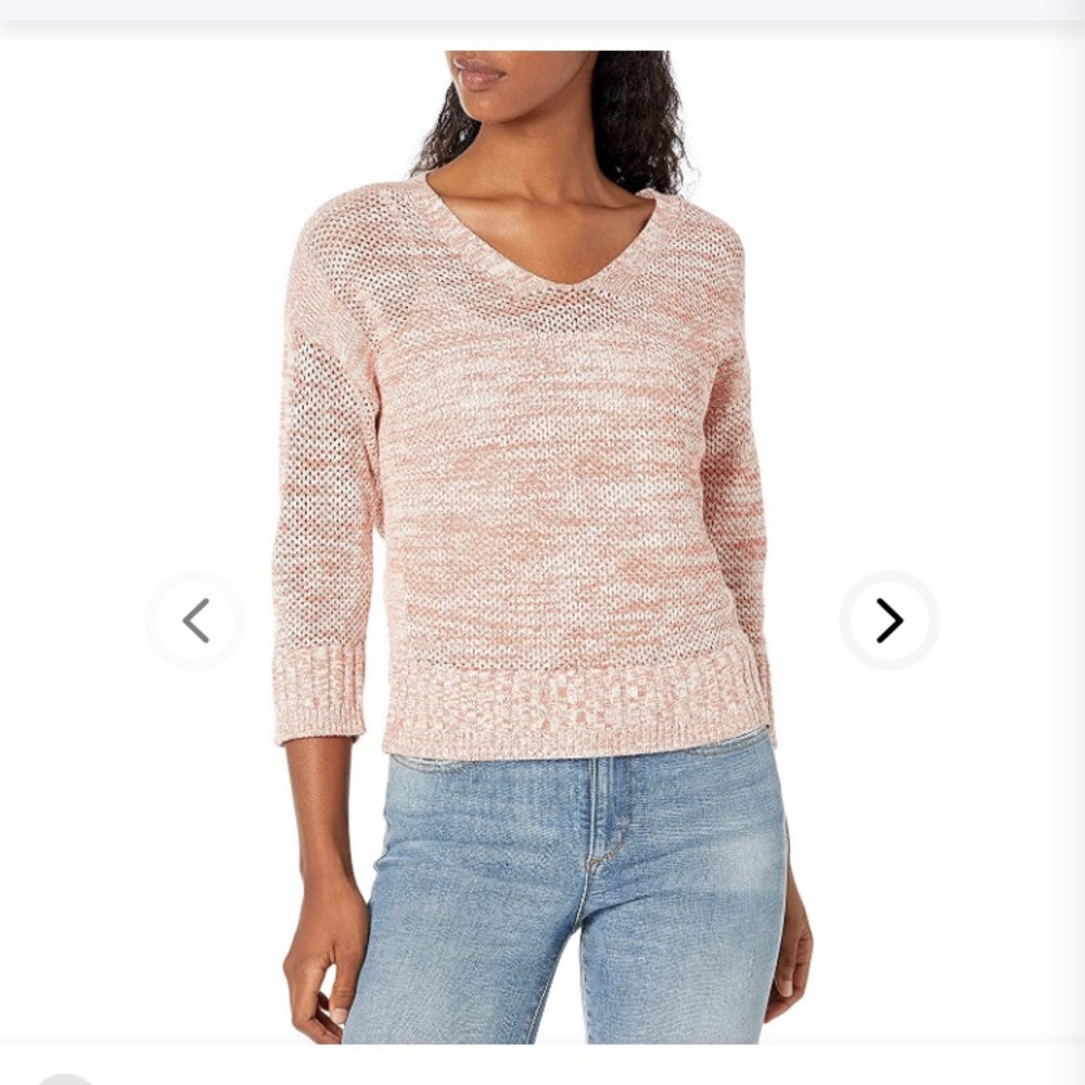 CLUB MONACO Women's Novelty Stitch V-Neck Sweater